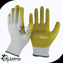 SRSAFETY 13gauge Polyester beschichtetes gelbes PVC auf Palme mit Arbeitshandschuhen